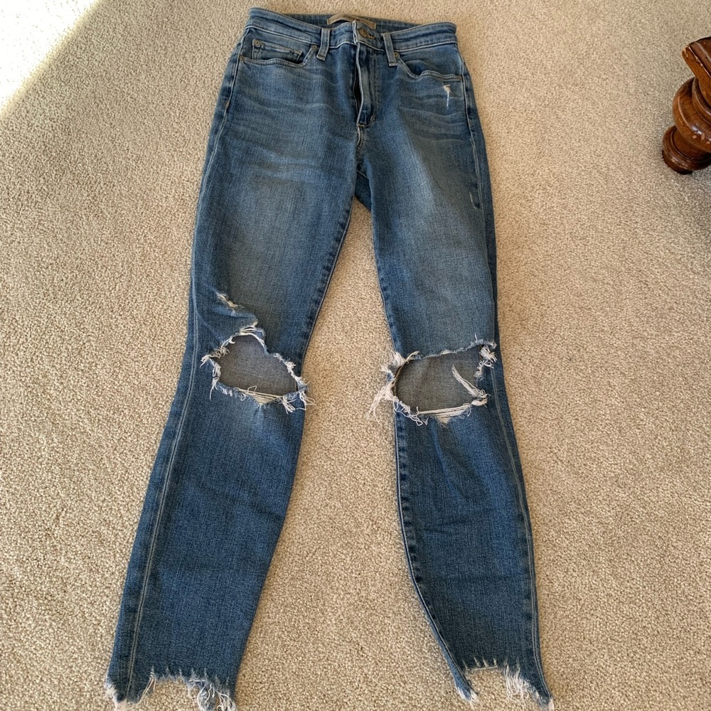 Joe’s Distressed High Rise Skinny Ankle Jeans